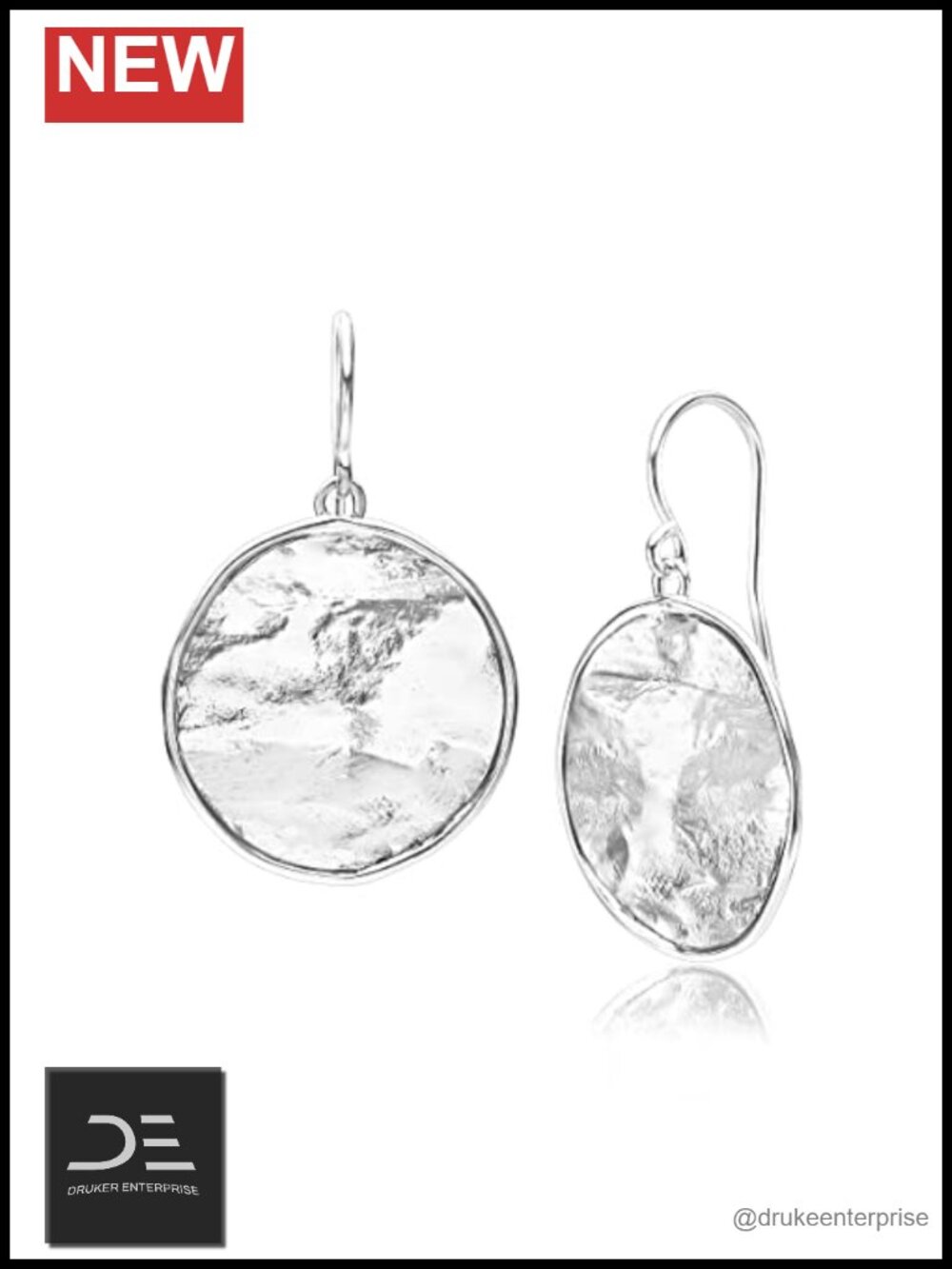 Vintage 925 Sterling Silver Dangle Earrings Textured Disc Design